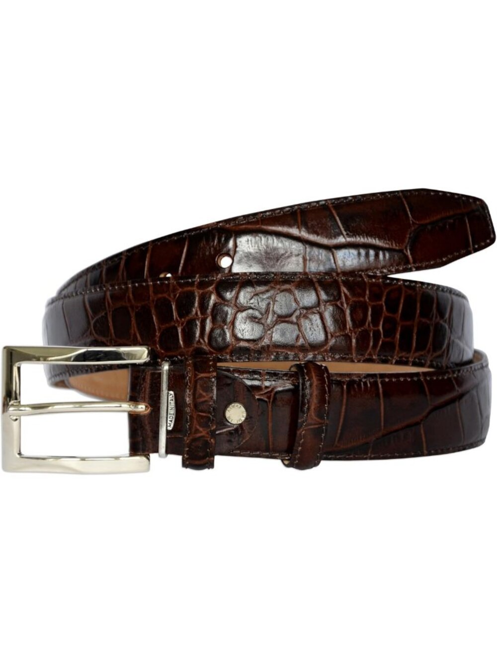 Stylish Men's Crocodile Embossed Leather Belt - Italian Design, Luxury Accessory